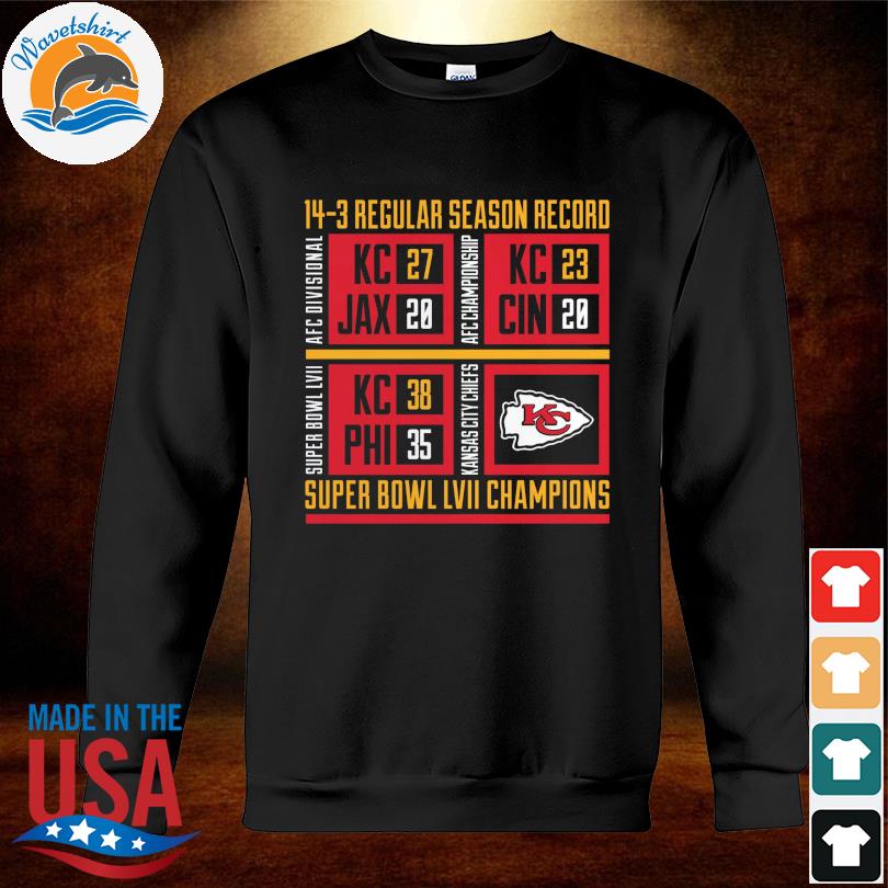 Official Kansas City Chiefs Super Bowl Lvii Champions Scoreboard Showcase  T-shirt Hoodie