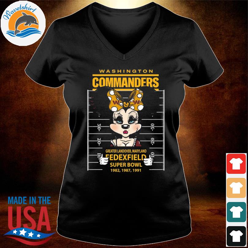 Washington Commanders Minnie Mouse Greater Landover Maryland Fedexfield  Super Bowl 1982 1987 1991 Shirt, hoodie, sweater, long sleeve and tank top