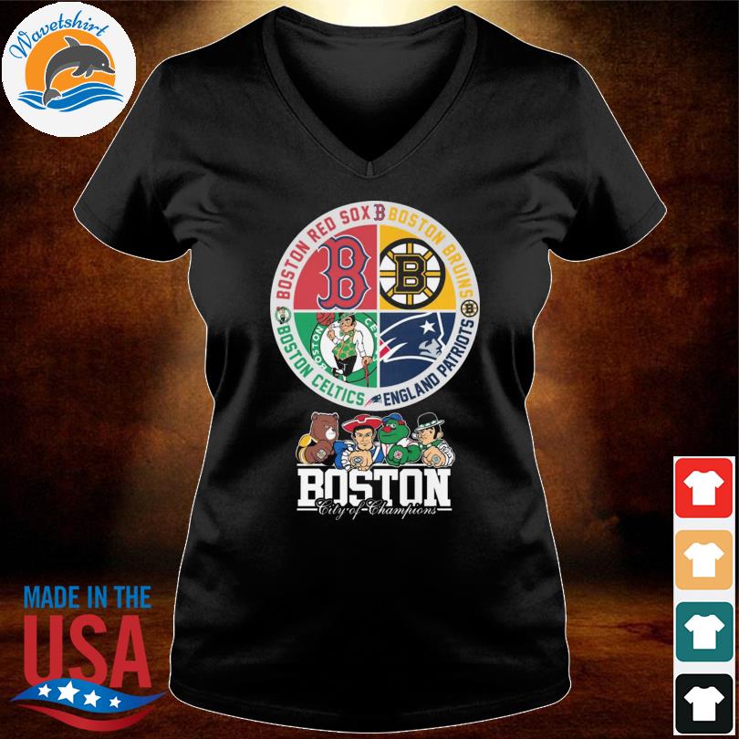 Boston Red Sox Boston Bruins Boston Celtics New England Patriots Boston  City of Champions 2023 logo and mascot shirt, hoodie, sweater, long sleeve  and tank top