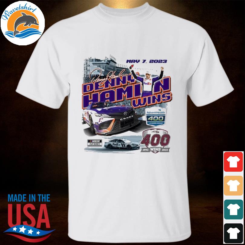 Denny hamlin checkered flag sports 2023 adventhealth 400 race winner shirt