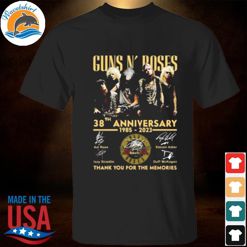 Guns N' Roses 38th anniversary 1985 2023 thank you for the memories signatures shirt