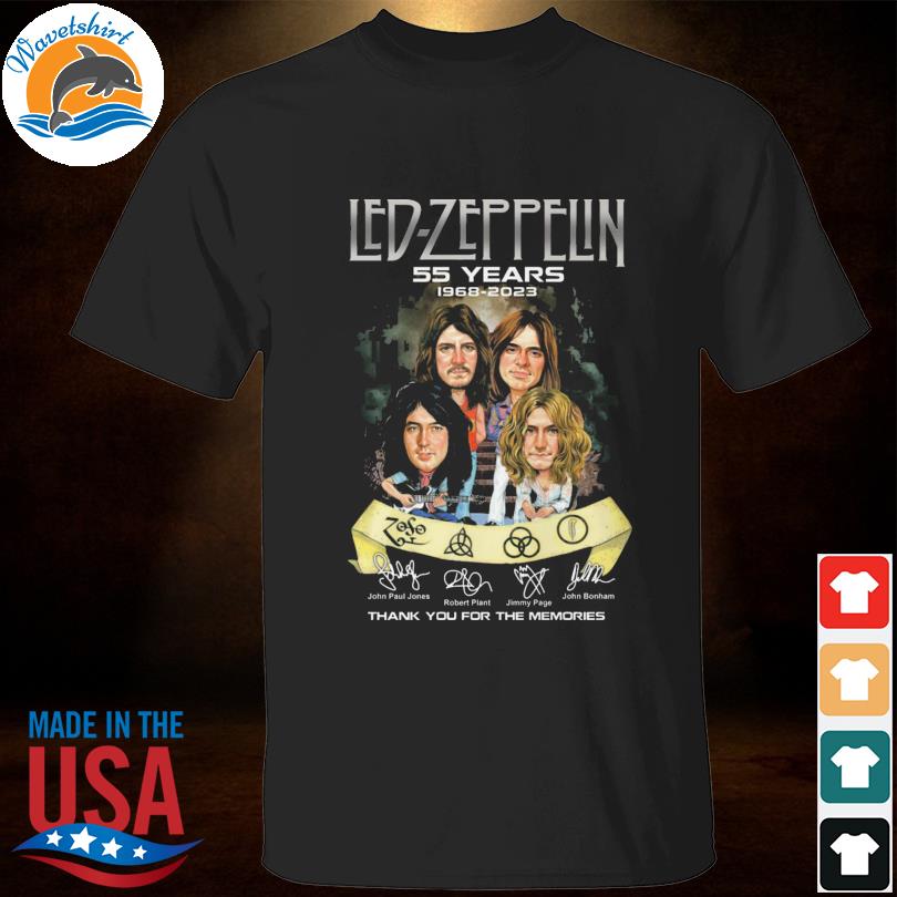 Led Zeppelin 55 years 1968 2023 thank you for the memories signatures Led Zeppelin shirt