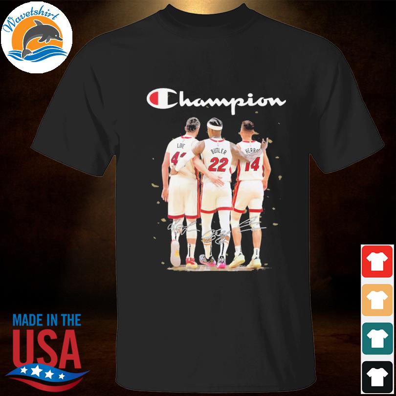 Miami Heat Kevin Love Jimmy Butler and Tyler Herro champion signatures shirt