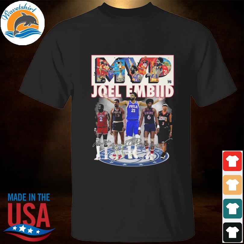 MVP Joel Embiid Philadelphia 76ers signatures 2023 shirt