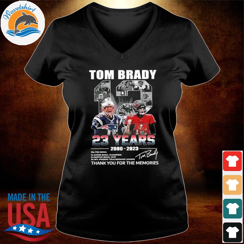 Official tom Brady 12 23 years 20002023 thank you for the memories  signatures T-shirt, hoodie, tank top, sweater and long sleeve t-shirt