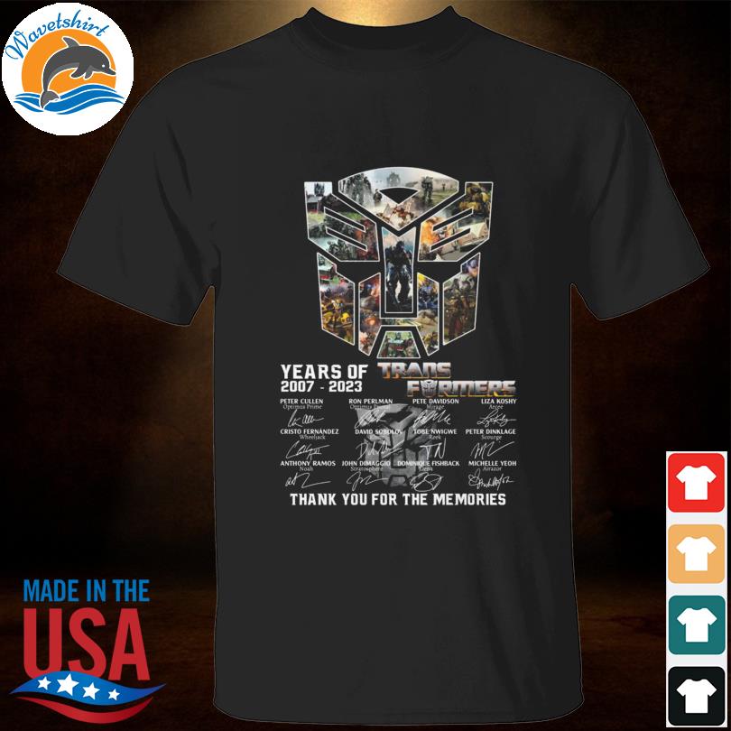 Transformers 4 years of 2007 2023 thank you for the memories signatures shirt