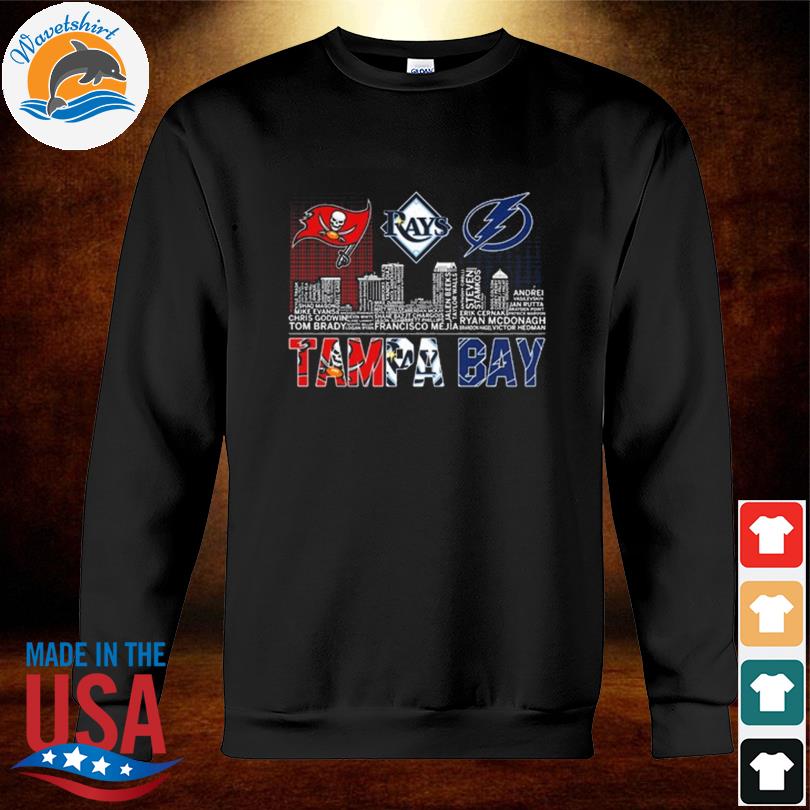 Tampa Bay Buccaneers Bay Rays Bay Lightning skyline logo shirt, hoodie,  sweater, long sleeve and tank top