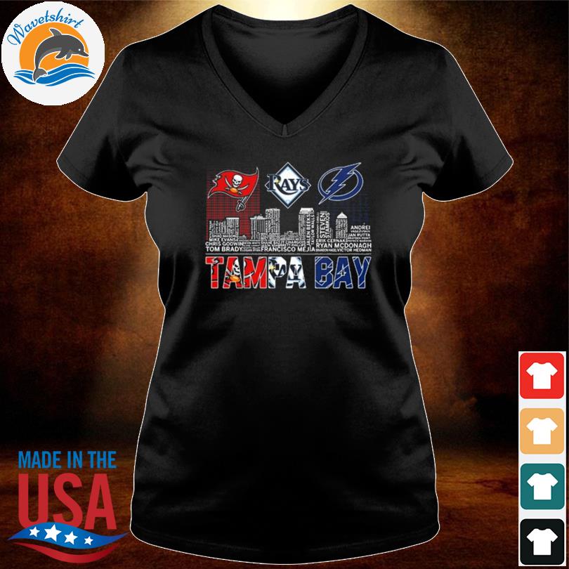 Tampa Bay Buccaneers Bay Lightning Bay Rays skyline logo shirt