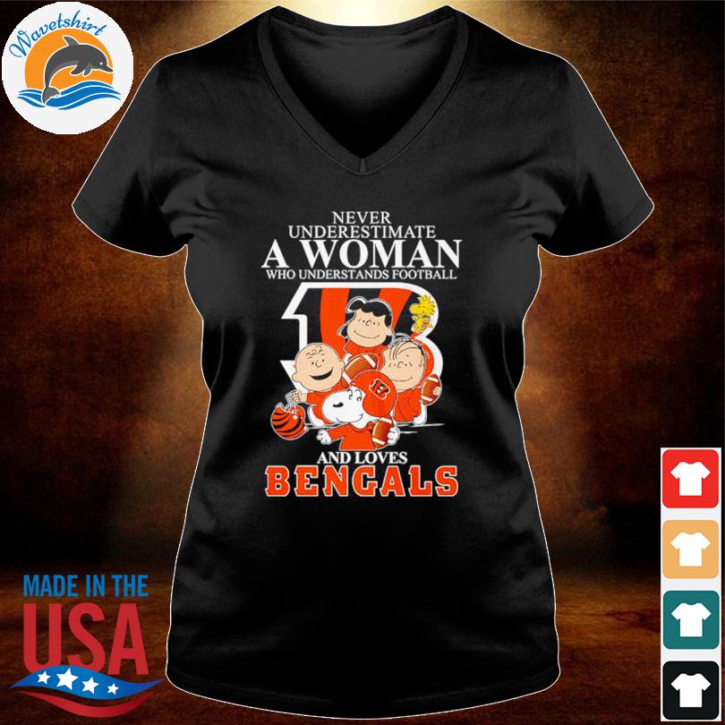 Never Underestimate A Woman Who Understands Football And Loves Bengals Mix  Snoopy Peanuts Shirt, hoodie, sweater and long sleeve