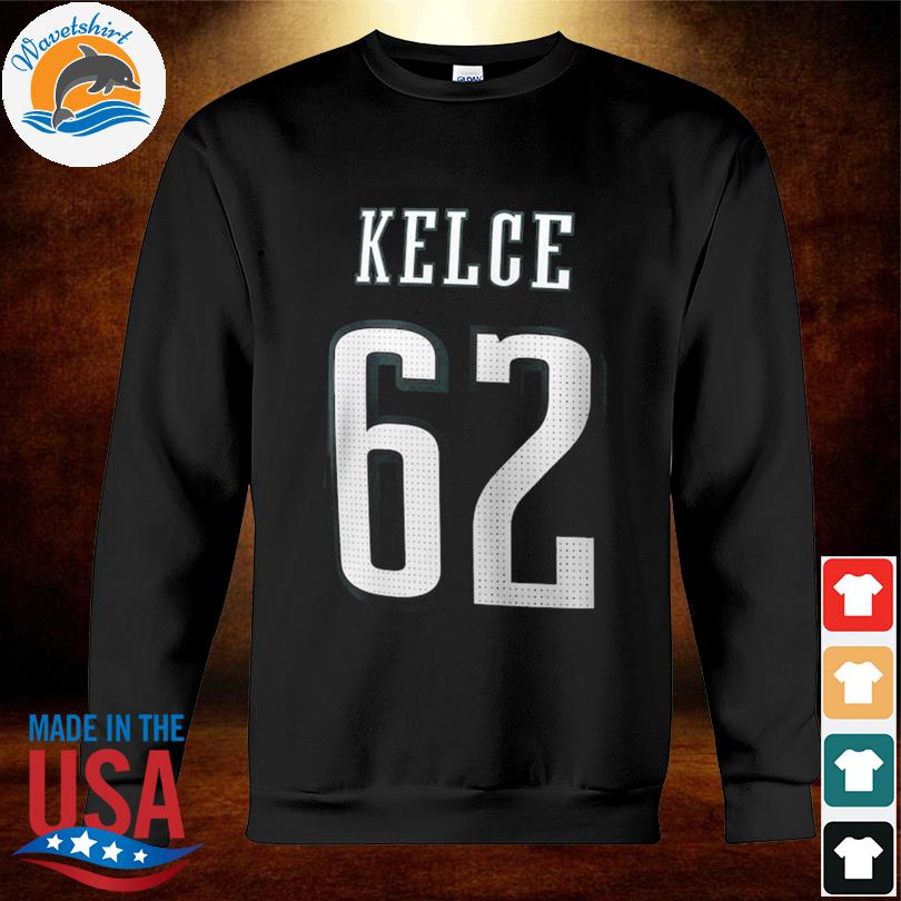 Jason Kelce Philadelphia Eagles Men's Black Name & Number Logo Long Sleeve  T-Shirt 