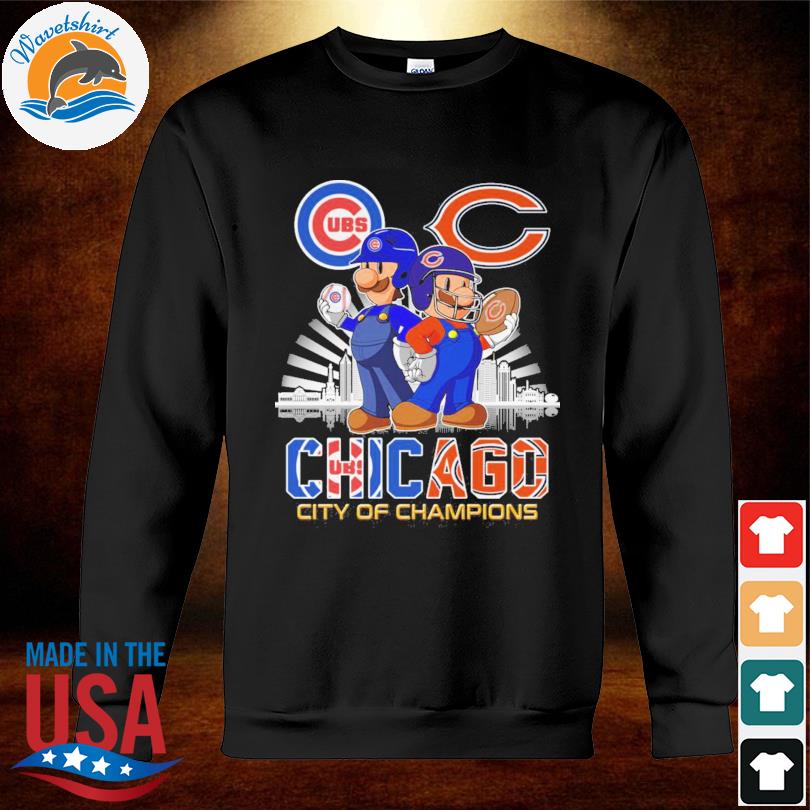 Official chicago City of champions, Chicago CUBS and Bear Mario Shirt,  hoodie, sweater, long sleeve and tank top