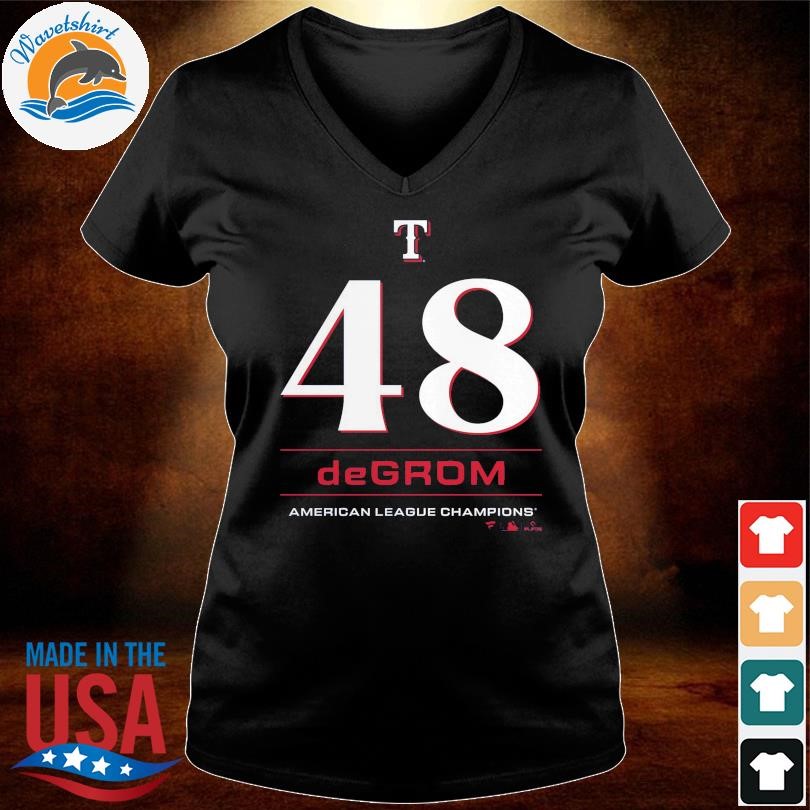 Men's Nike Jacob deGrom Red Texas Rangers Name & Number T-Shirt