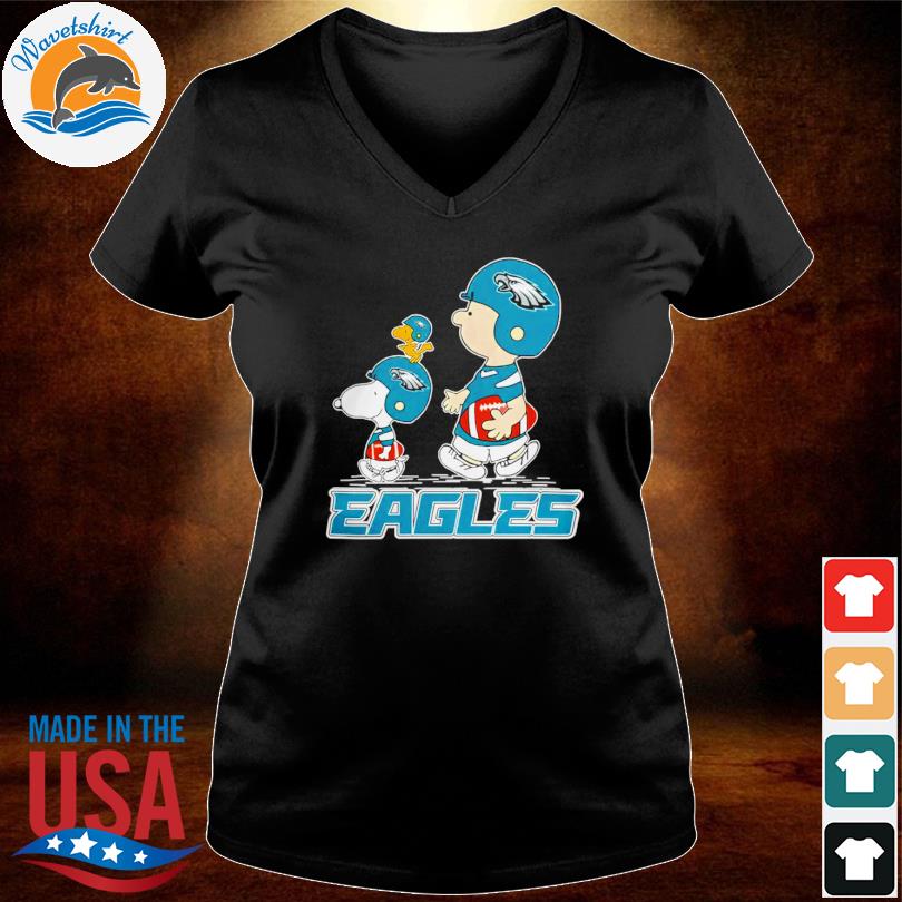 Peanuts characters walking Philadelphia Eagles big logo shirt