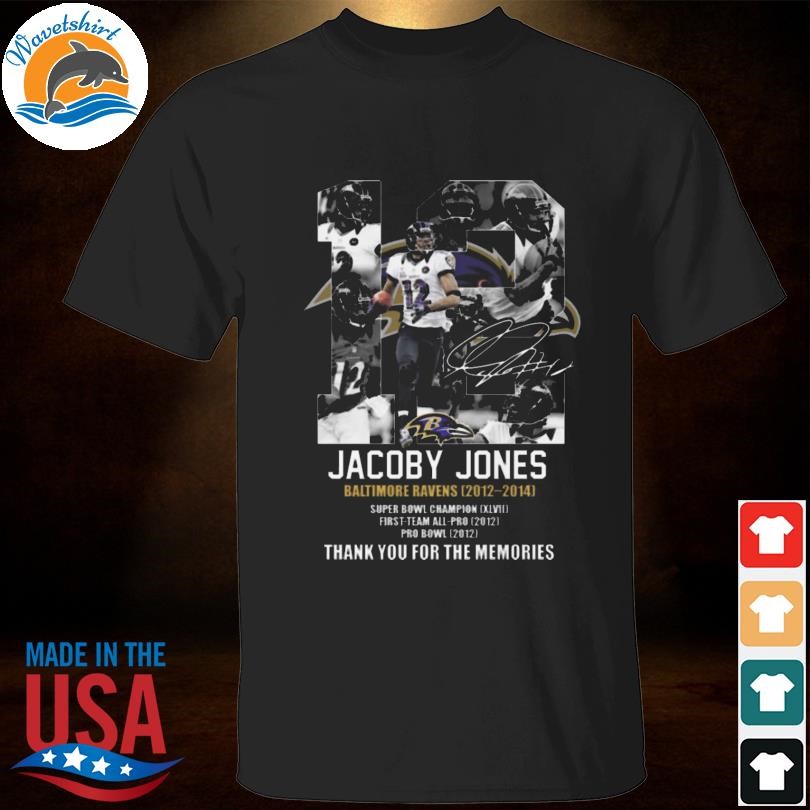 Jacoby Jones Baltimore Ravens 2012 2014 thank you for the memories signatures shirt