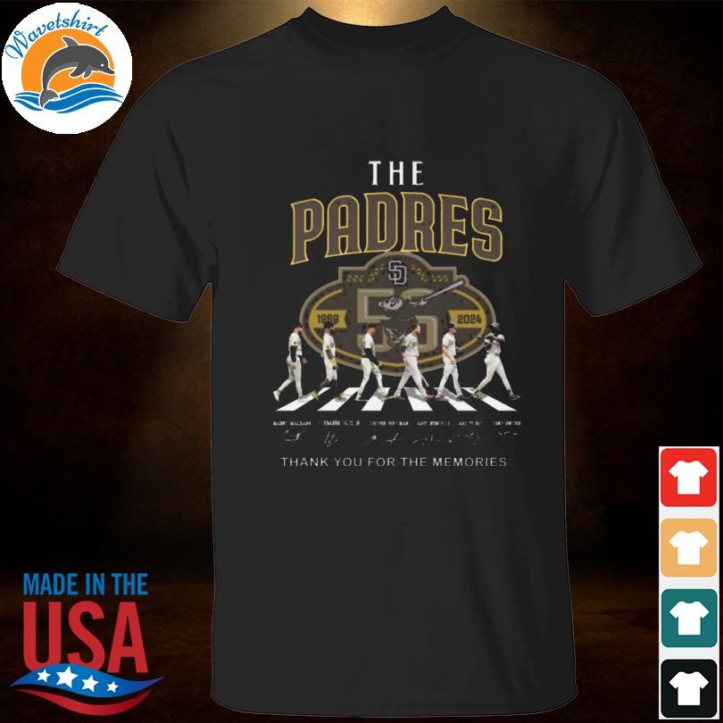 The San Diego Padres abbey road thank you for the memories signatures 2024 shirt